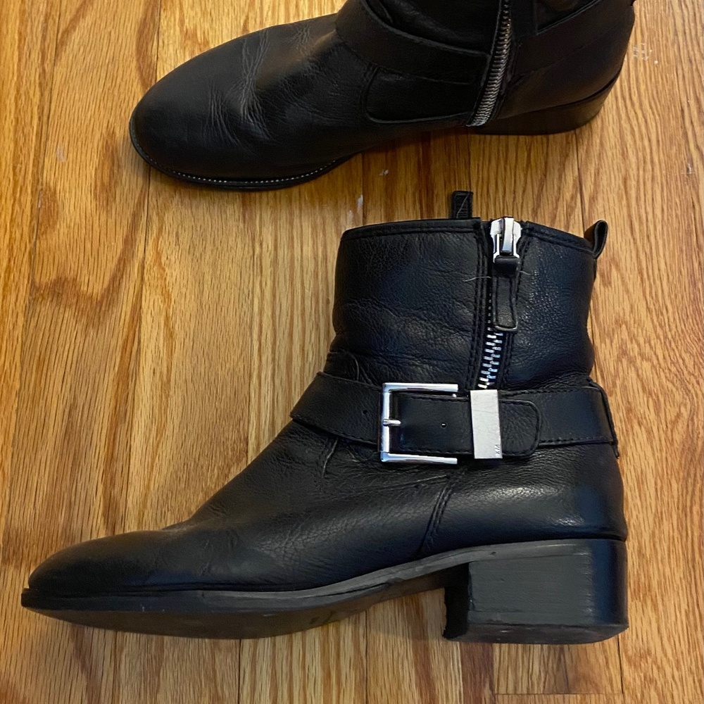Karen Millen Black Leather Ankle Boots Size 39